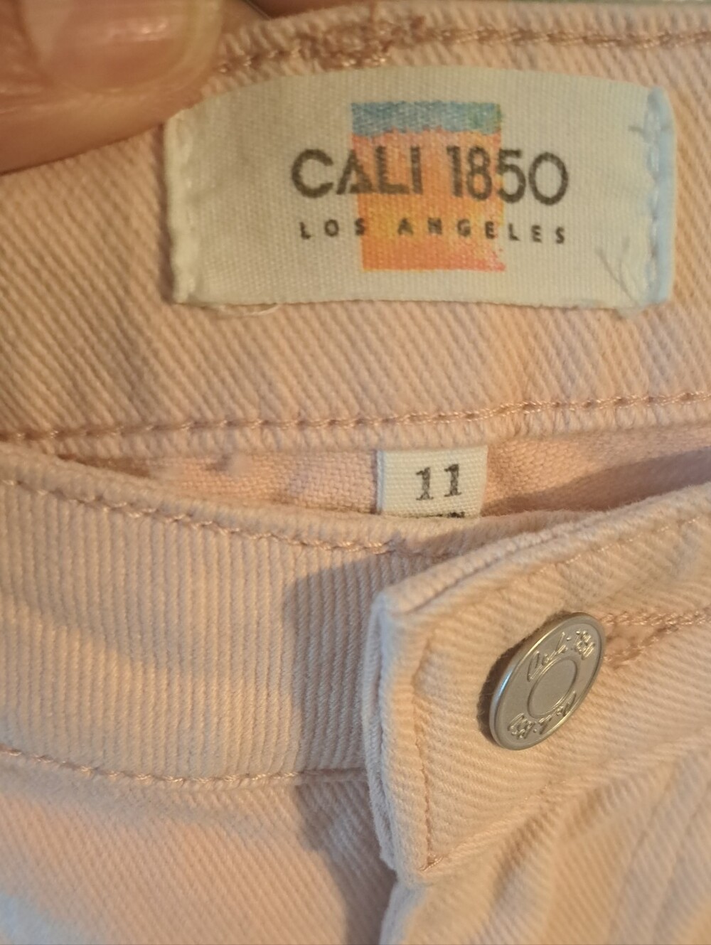 Cali 1850 Blush Pink Wide Leg Jeans Size 11 NWT/ 17w 30 inseam 100% Cotton - Picture 3 of 6